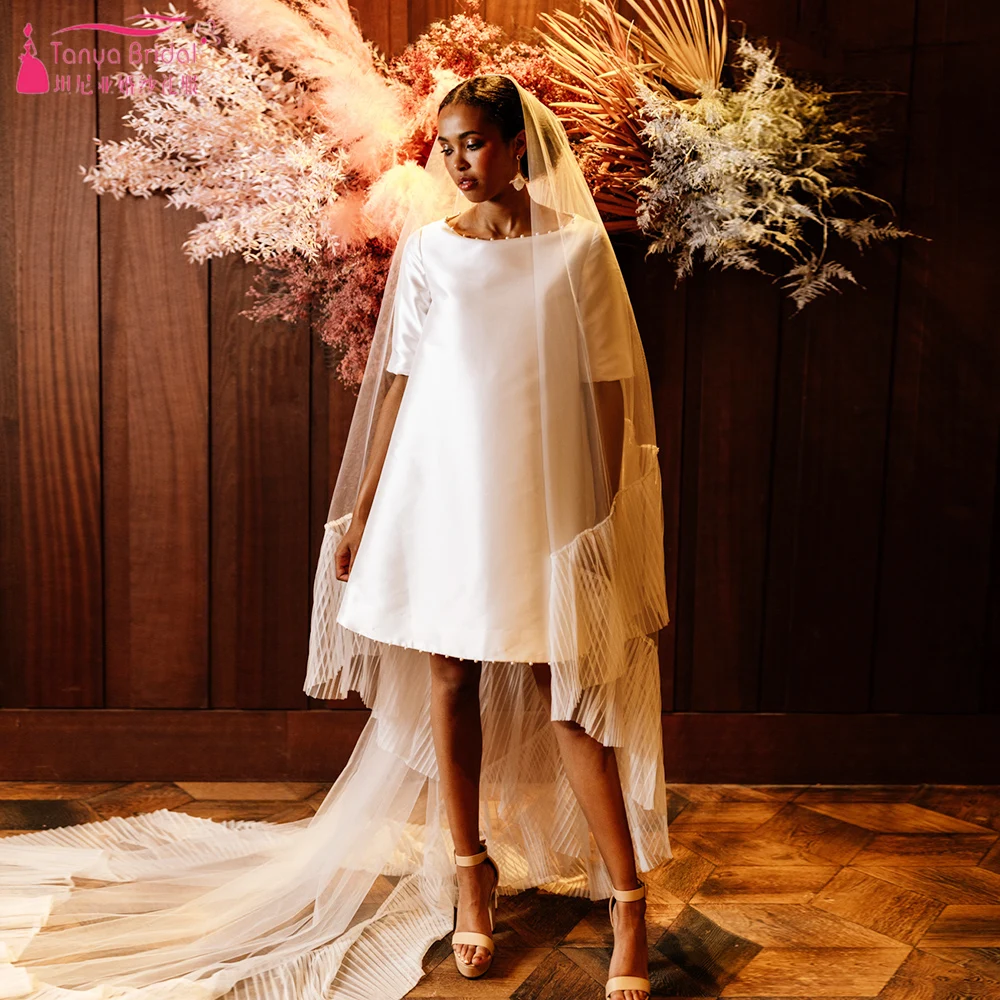 

AShortMini Wedding Dresses O-Neck Preals Edge Fashion Bridal Dancing Gowns Wedding Party GGGowns ChicZW714