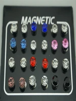 12 pairs of colored crystal magnetic earrings