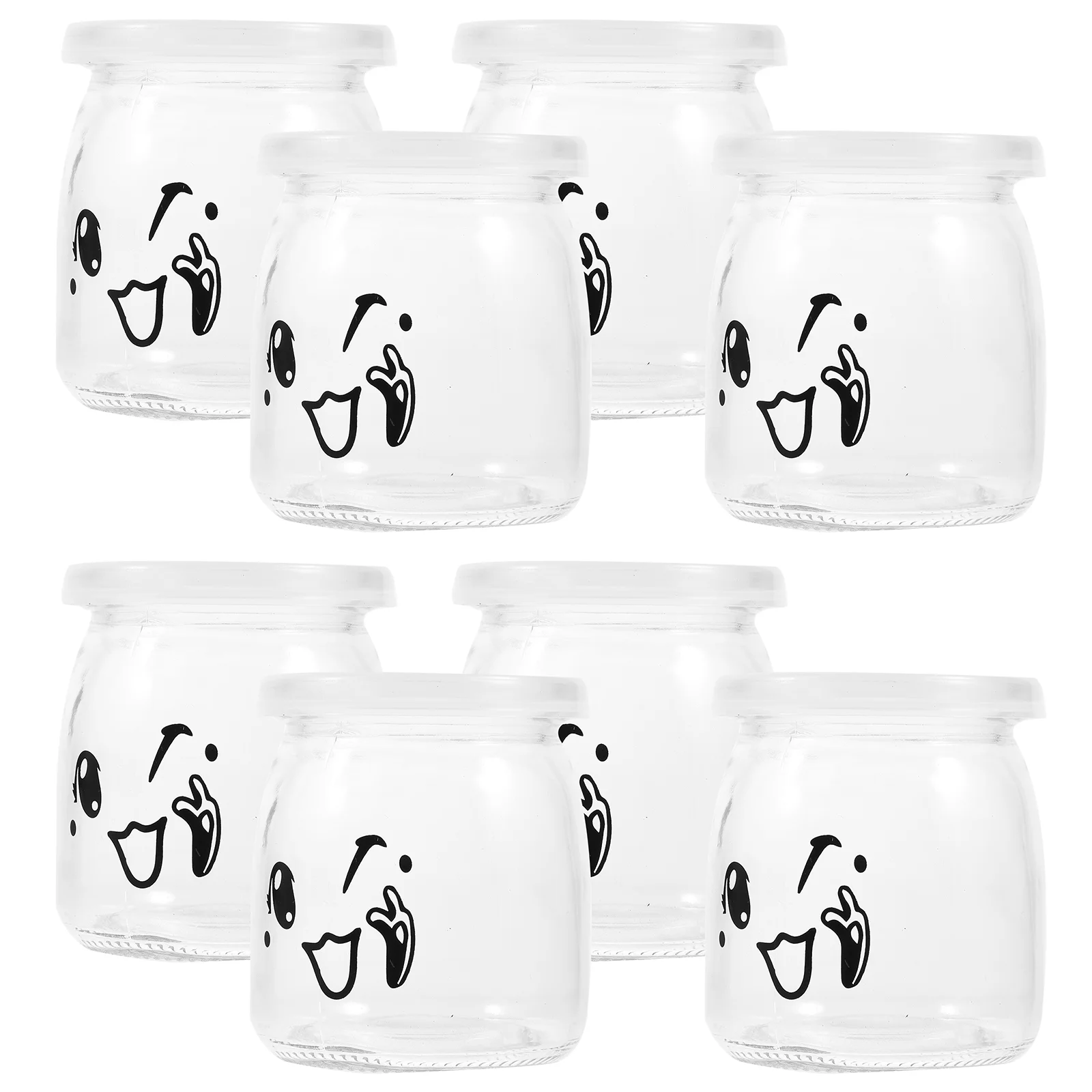 

8Pcs Pudding Glass Bottles Yogurt Bottles Faces Bottles (Assorted Color)