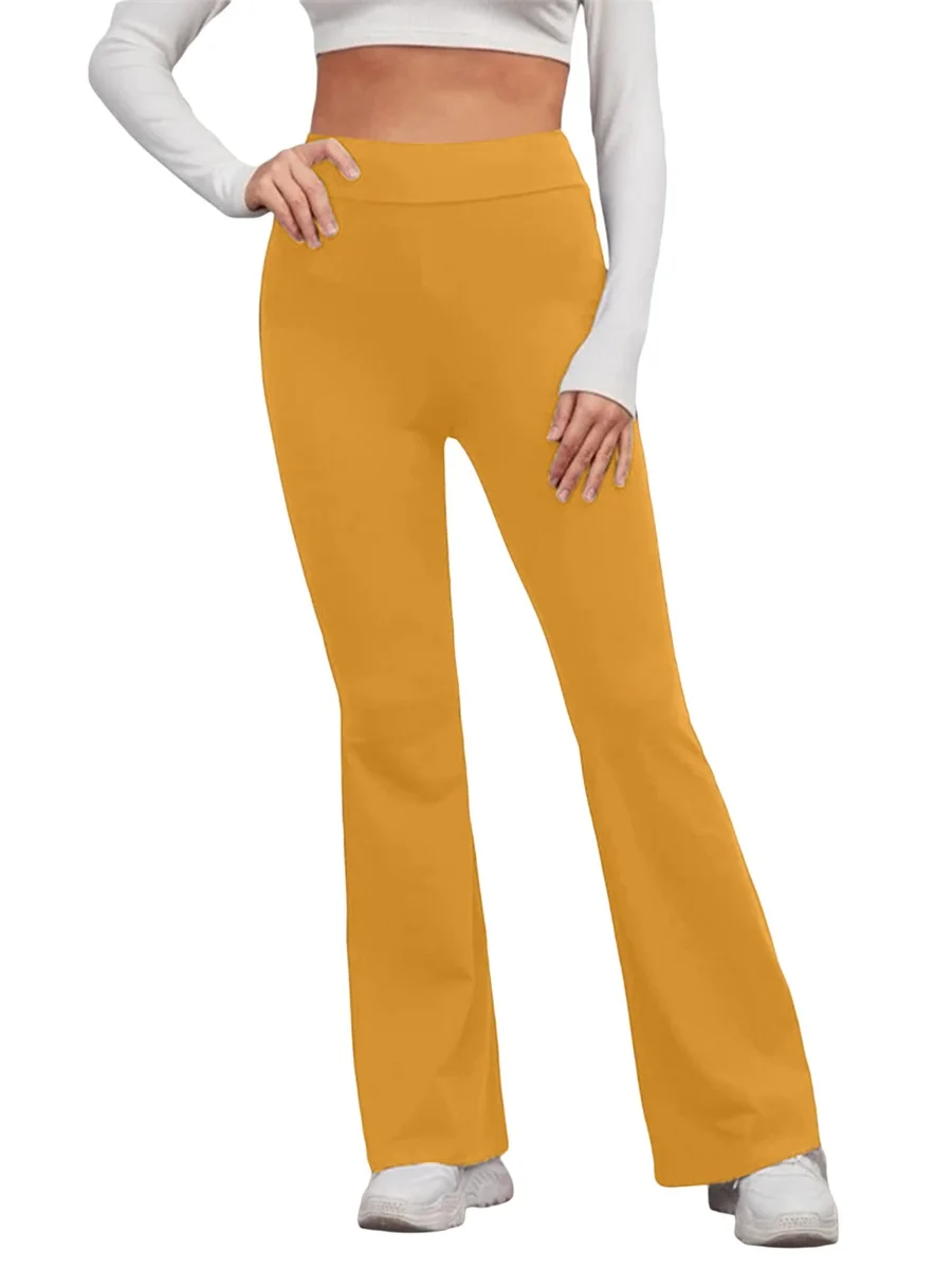 

Women Trendy Yoga Sweatpants High Waist Flare Leg Slim Fit Elastic Trousers Jogger Workout Streetwear