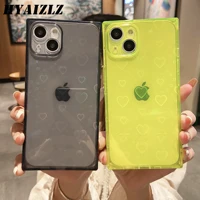 square laser love heart soft phone case for iphone 13 12 11 pro max x xs xr 7 8 plus se 2020 cover fashion with hearts