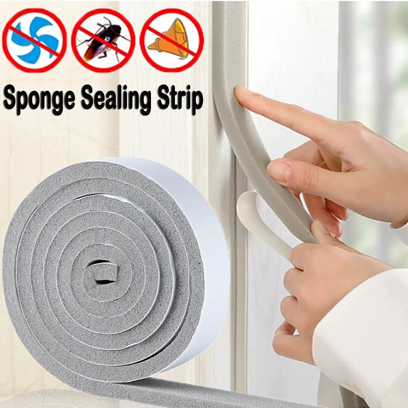 

2M Self-Adhesive Sponge Foam Insulation Tape Door Window Sealing Strip Weather Stripping Soundproof Windproof Dustproof Seal