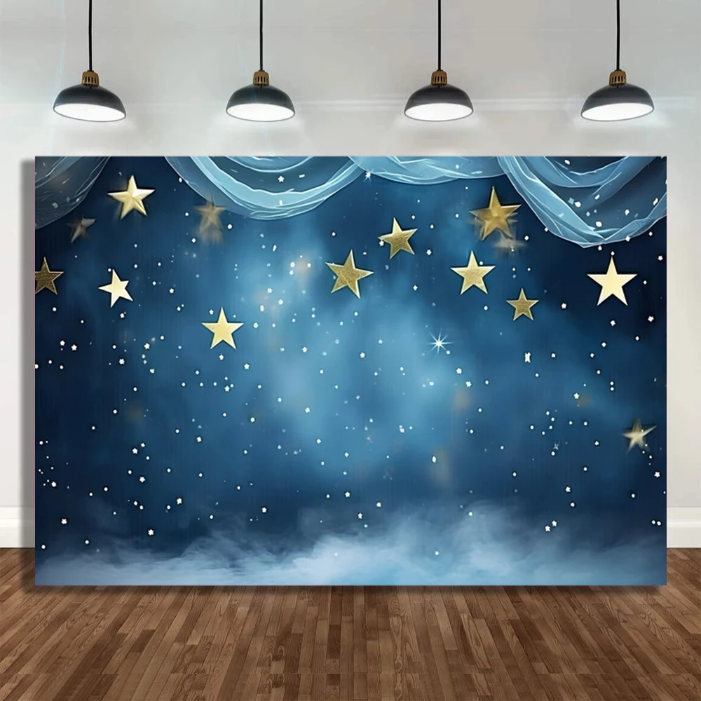Виниловый фон для детской фотосъемки с изображением золотых звезд