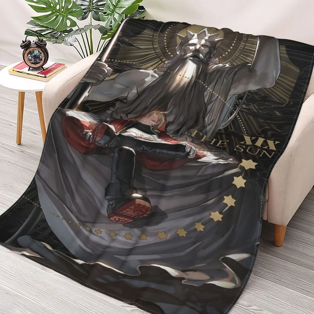 

Fullmetal Alchemist Brotherhood Edward Elric Throws Blankets Collage Flannel Ultra-Soft Warm picnic blanket bedspread on the bed