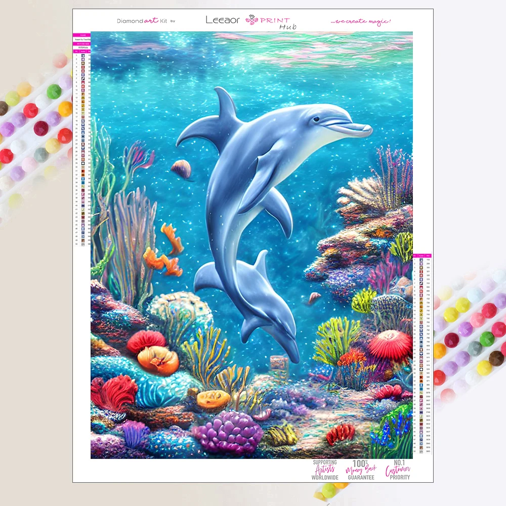 

5D Diamond Painting Dolphin Show Sea Turtle Scenery Series Poster Mosaic Embroidery Set Diamond Cross Stitch Kit Home Decoration