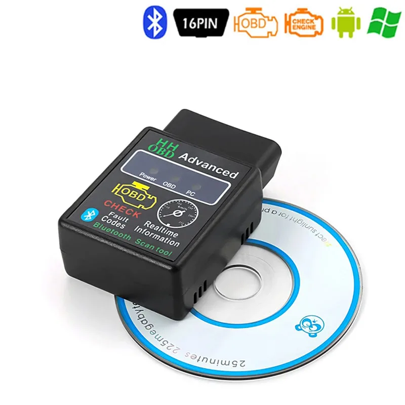 

Диагностический сканер HH OBD2 ELM327, Bluetooth-адаптер для диагностики автомобиля, для Android и ПК