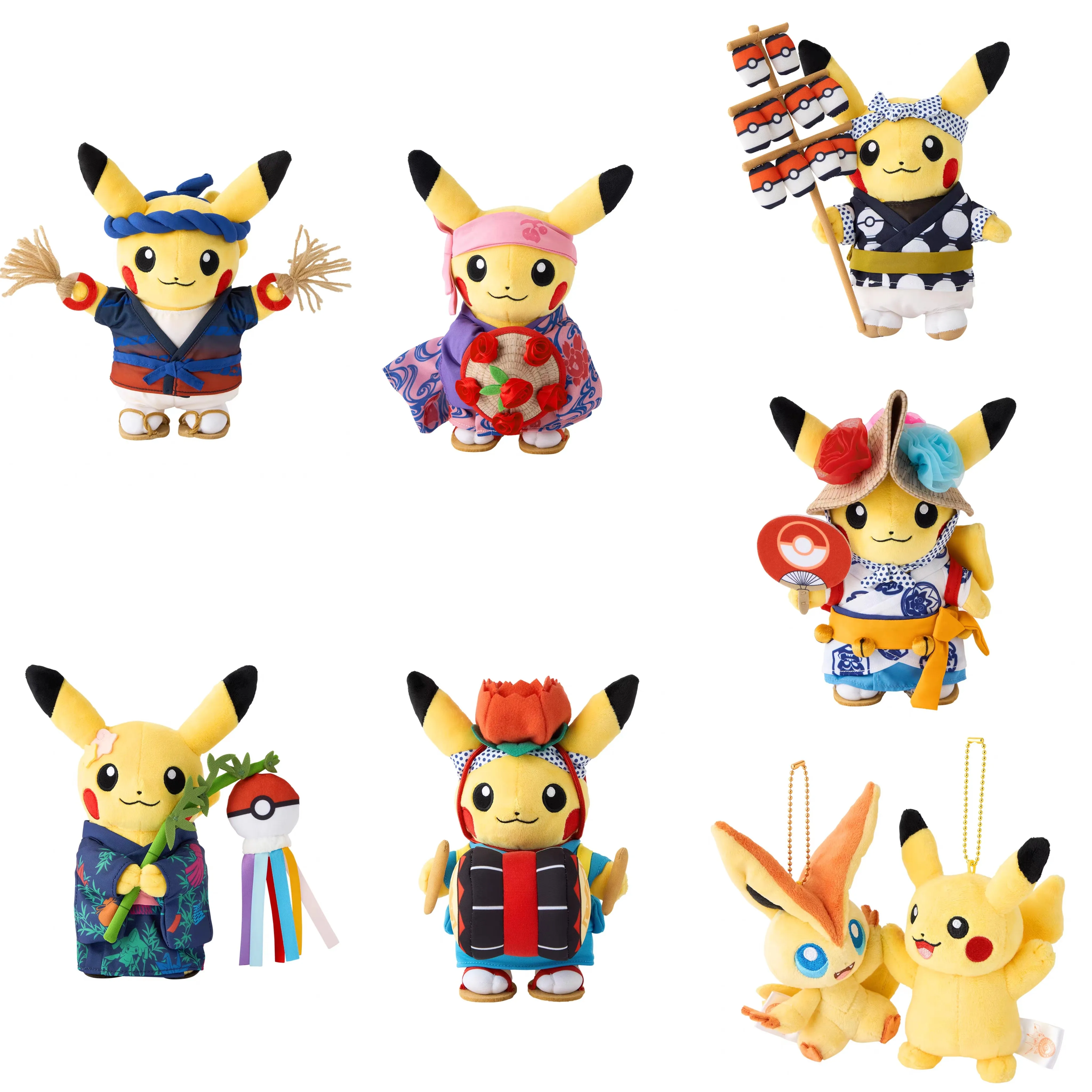Фото Плюшевые брелоки Pokémon: серия Сэндай (Небута, Танабата, Санса Одори, Варажи и Ханагаса) |   Коллекционный сувенир и подарок №1