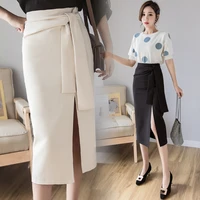 summer fashion versatile bandage medium length office skirt slim one step split sexy work wear skirts