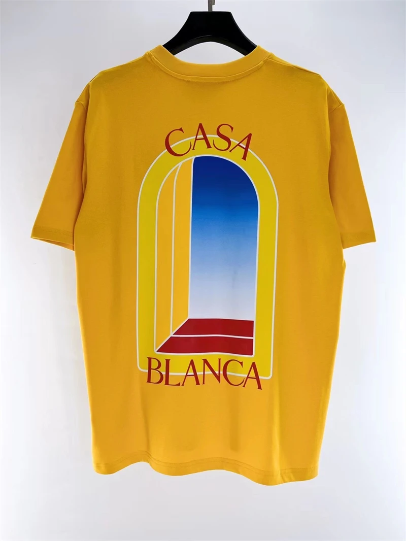 

Новинка 2023, футболка «Касабланка» для мужчин и женщин, 1:1, лучшее качество, желтая, белая, Повседневная футболка, футболка