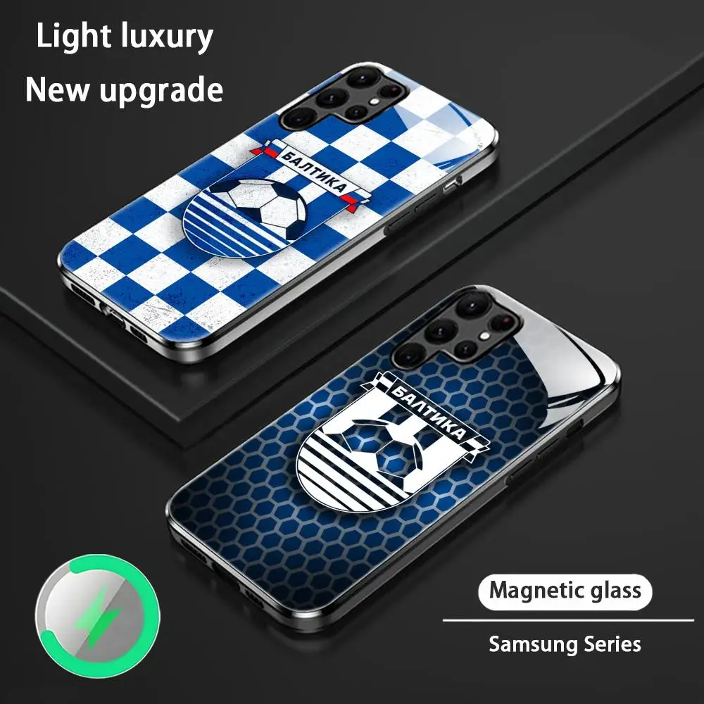 Фото Чехол для телефона FC Baltika Kaliningrad Team для Samsung S26 S25 S24 S23 S22 S21 S20 Plus Ultra, стеклянный магнитный чехол №1