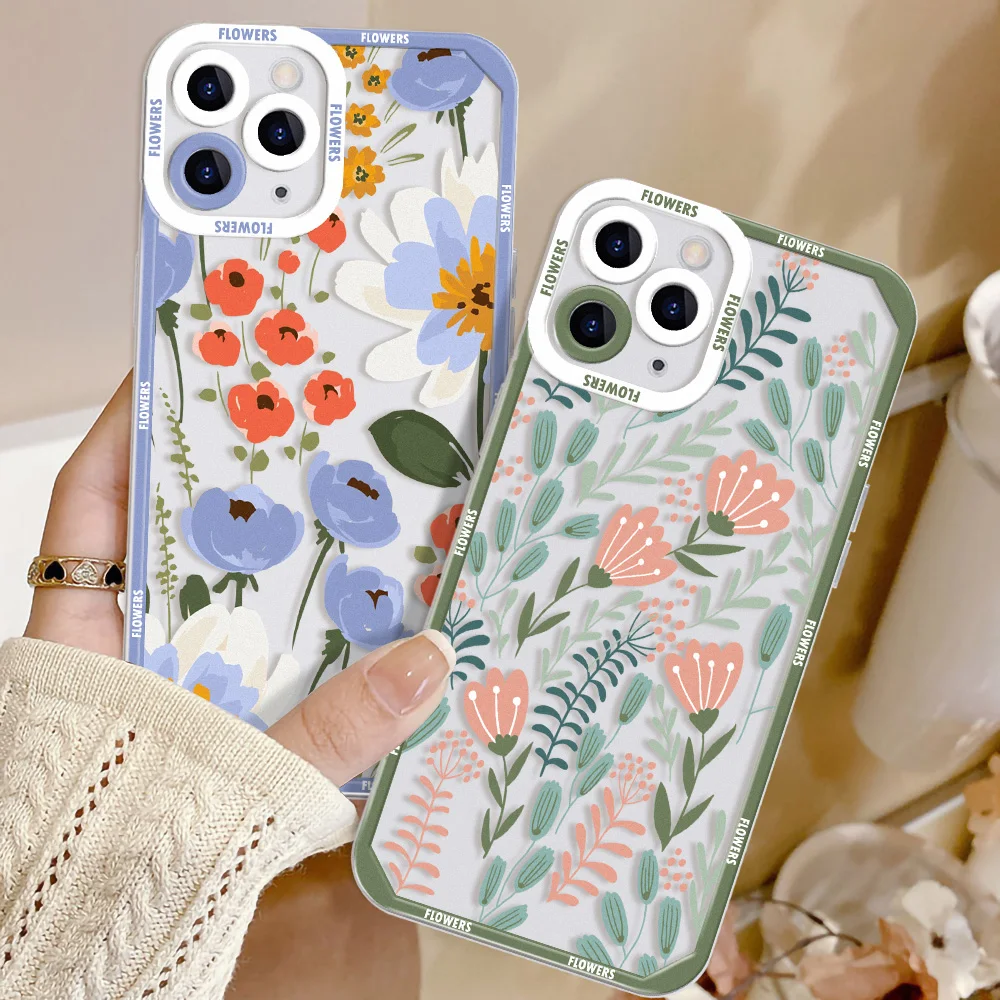 

INS Korean Flower Clear Phone Cases For iPhone 13 Case iPhone 11 12 13 14 Pro Max Mini X XR XS 7 8 Plus SE 2020 2022 Back Cover