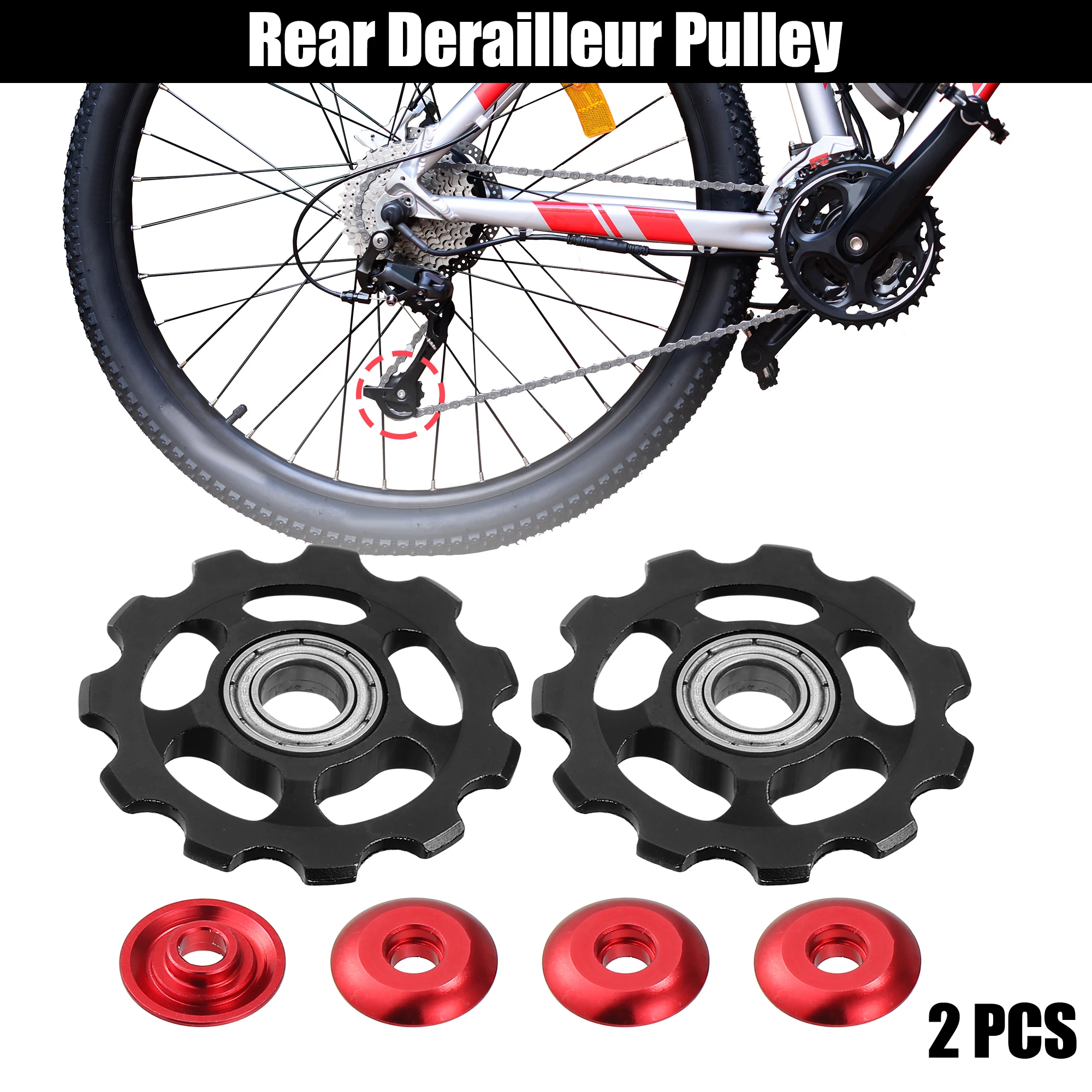 

X Autohaux 2 Pcs Bike Rear Derailleur Pulley Accessories for 11T Gear Sealed Aluminum Alloy Bearing Jockey Wheel Bicycle Part
