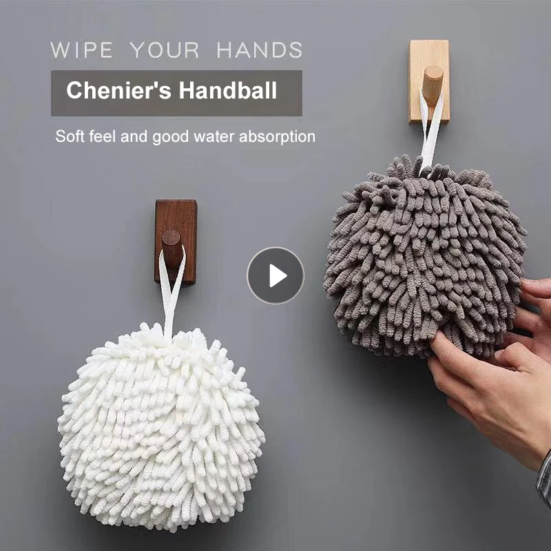 

Creative Chenille Hand Towels Ball Kitchen Bathroom Wall-Mounted Thick Super Soft Absorbent Quick Dry Microfiber Cleaning Towels