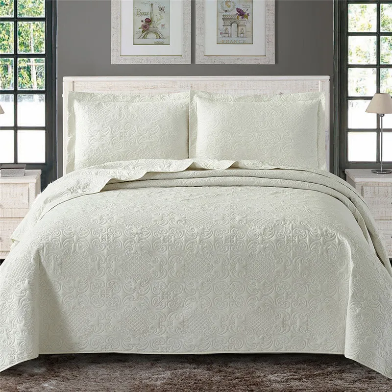 

Nordic Polyester Embossed Quilt Set 3 Pieces Quilted Bedspread on the Bed Coverlet Bed Cover Soft Summer Blanket for Bed Home
