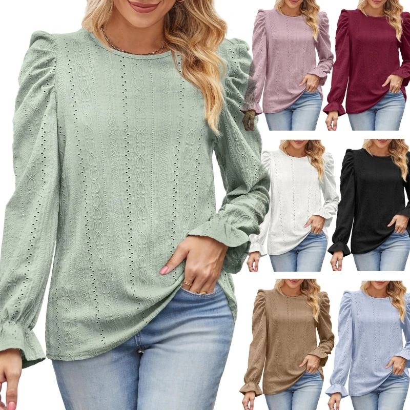 

50JB Women's Long Sleeve TShirts Neck Shirt Causal Loose Blouses Tunics Tops