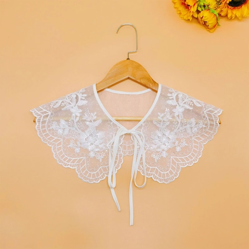 Кружевная вышивка цветы шаль искусственный воротник женская рубашка ложные