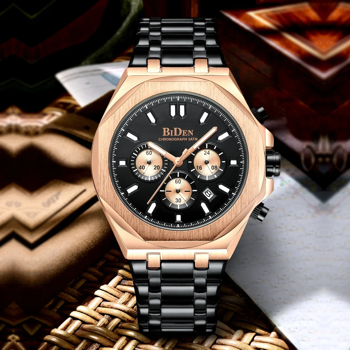 2024 новые роскошные мужские кварцевые часы 30 м водонепроницаемые автоматические