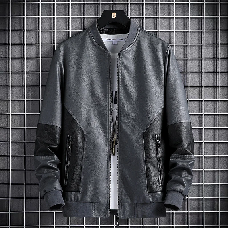 

Men's Brand Leather Jacket Slim Motorcycle Jacket Leather Jacket Fashion Trend Motorcycle Zip Jacket Casual Street Windbreaker