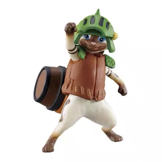 Фото Коллекционная фигурка Bandai Monster Hunter Airou Cat Victory Gashapon с прозрачной подставкой для взрослых коллекционеров №4