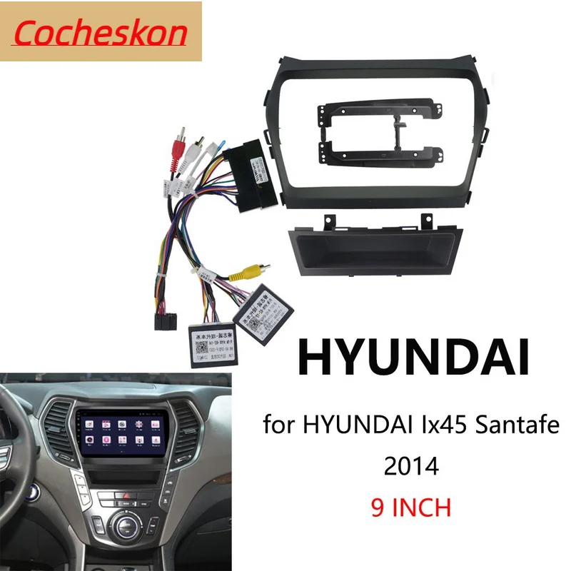 

9-дюймовая 2 Din Автомобильная рамка Комплект Fascia Для Hyundai Ix45 Santafe Santa Feadapter Canbus Box Android радио приборная панель Maxcruz