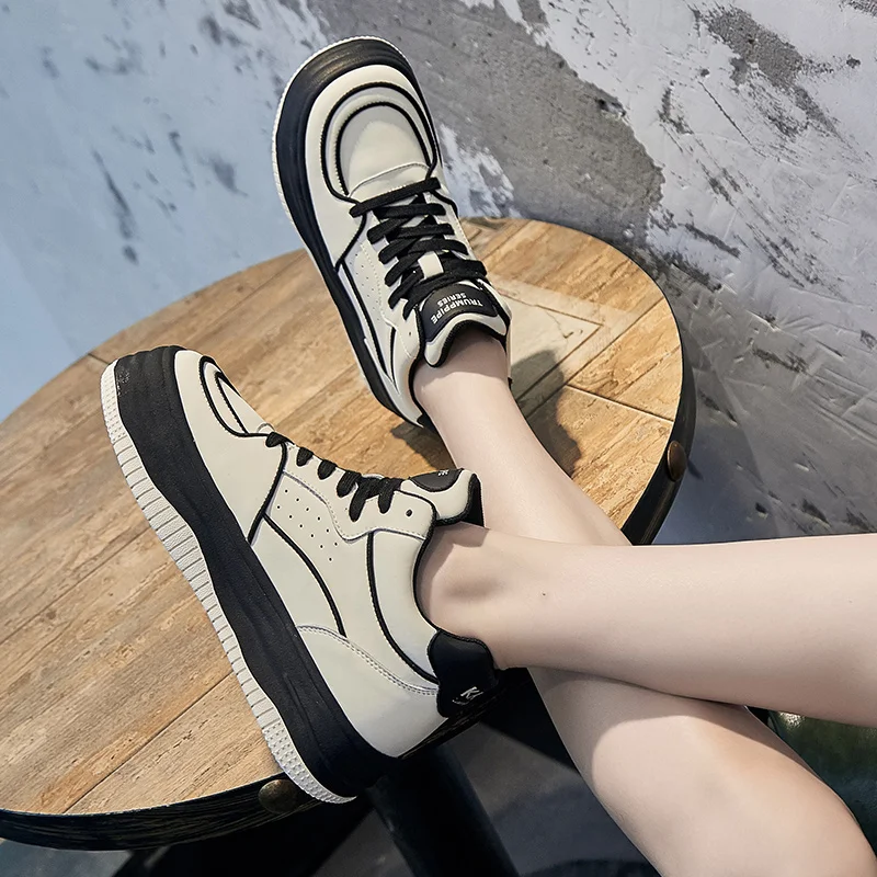 Genuine Leather Small White Shoes Female 2022 Autumn New Thick Bottom High Help Board Shoes Casual Sports
