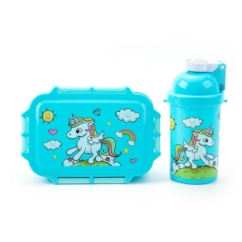 Unicorn Kawaii Bento Lunch Box Water Bottle for Kids Girls Boys Children School Kindergarten Mini Snack Sandwich Food Container