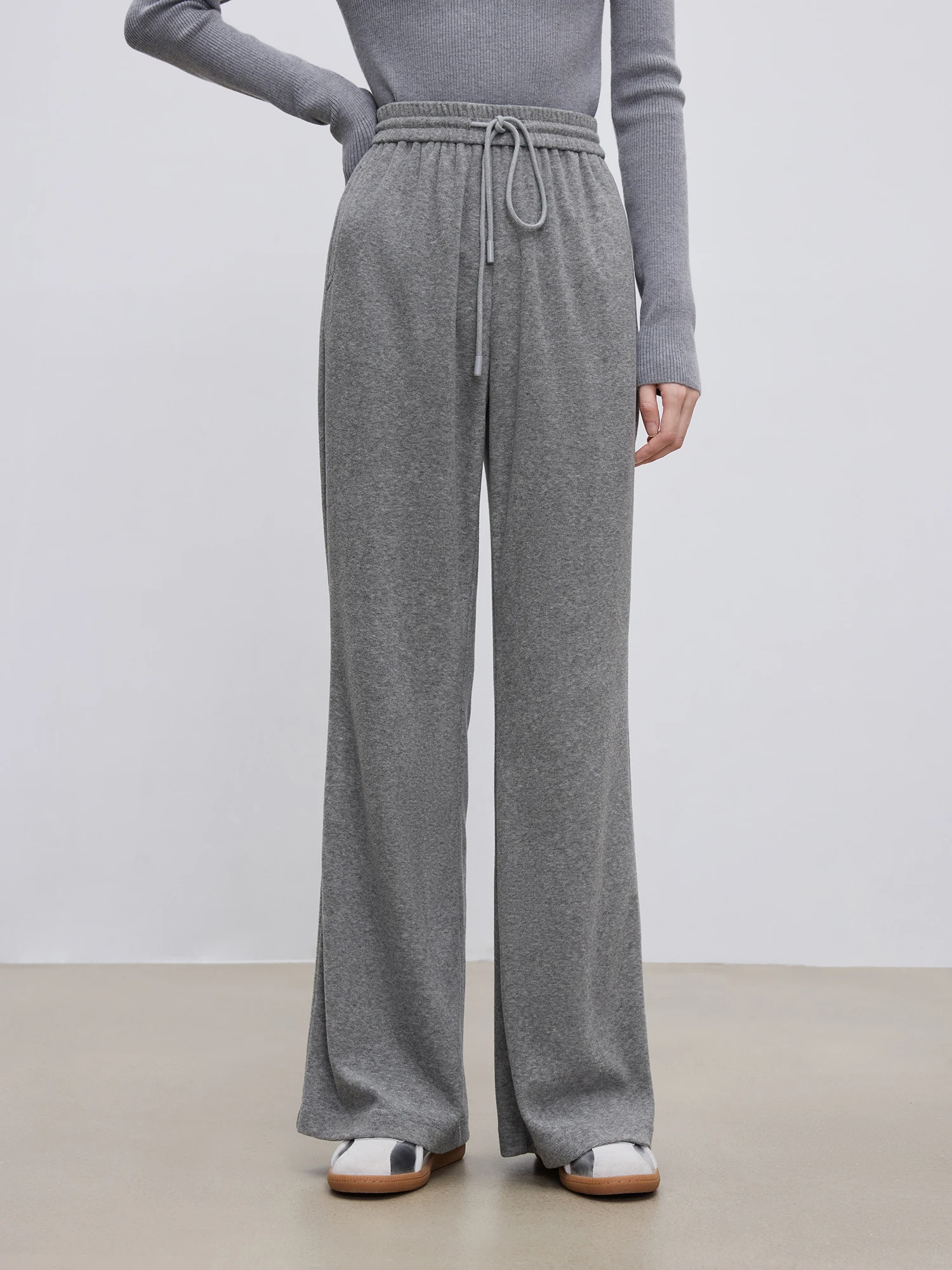 ZIQIAO Серые брюки миниатюрного размера 2024 осень-зима новые утягивающие