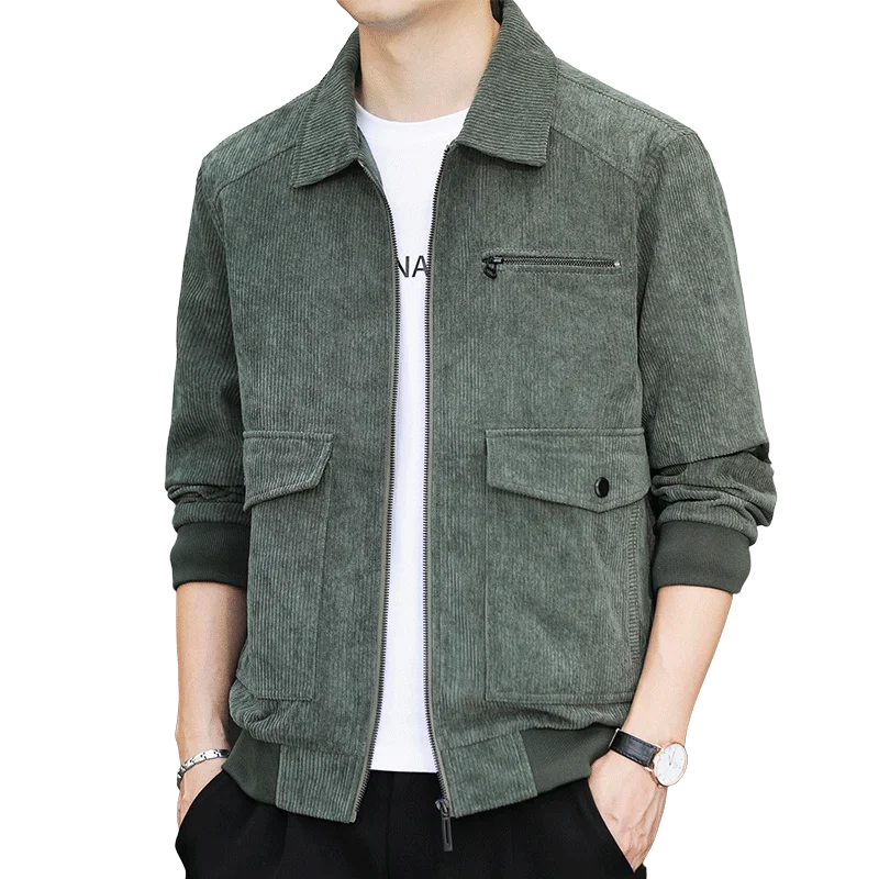 

Casual Jacket Mens Coats Spring Autumn and Winter Male Trend Hong Kong Style Corduroy Clothes In Young People Lapel Jaqueta