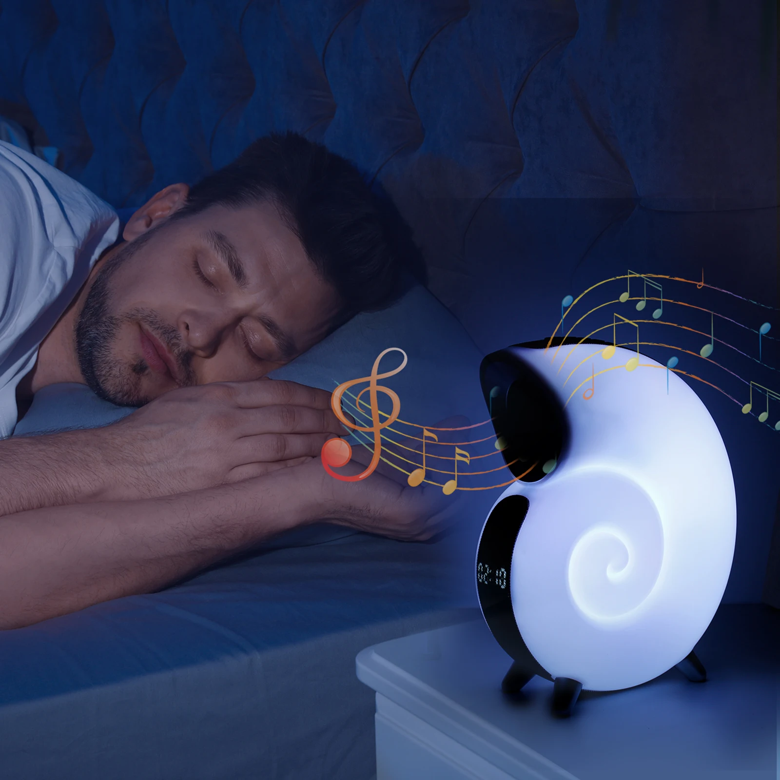 

New Bluetooth Speaker Ambient Light Wireless Night Light Alarm Clock Rechargeable White Noise Alarm Clock Portable RGB Color