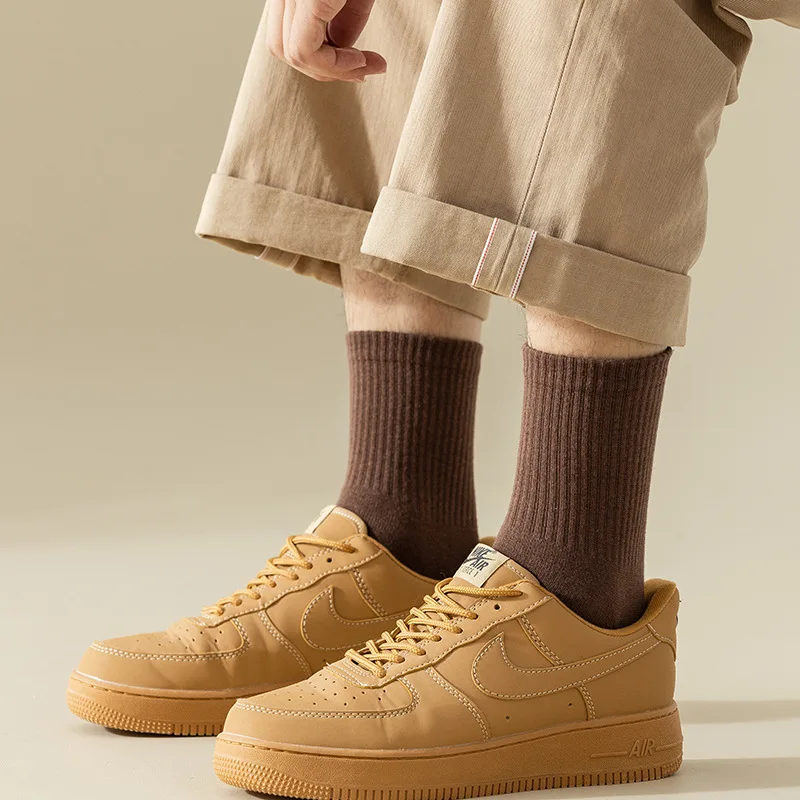 1 Pairs Man Socks Medium Tube Socks Autumn Winter Black White Pure Cotton Sock Men Classic Leisure Business Socks Basketball New