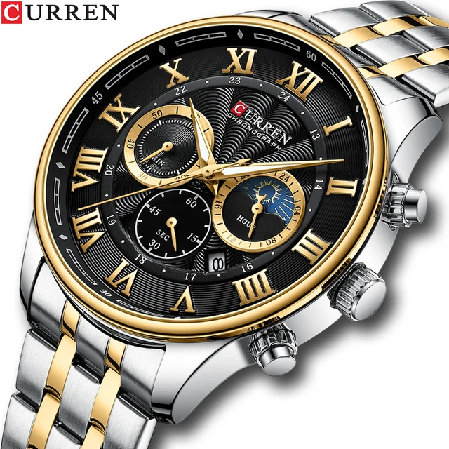 CURREN Watches Men's Sport Quartz Chronograph Wristwatches Luxury Stainless Steel Clock with Luminous Watch Relogio Masculino 1