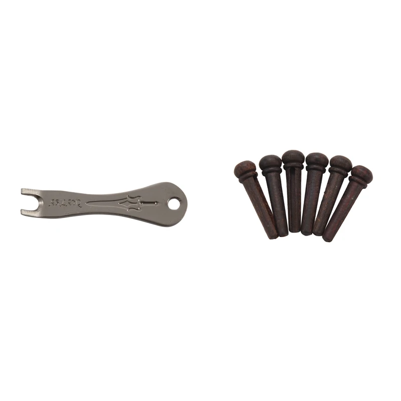 

1PCS Acoustic Guitar Ukulele String Bridge Pin Puller Pulling Remover Tool With 6PCS Guitar Bridge Pins End Pin Set