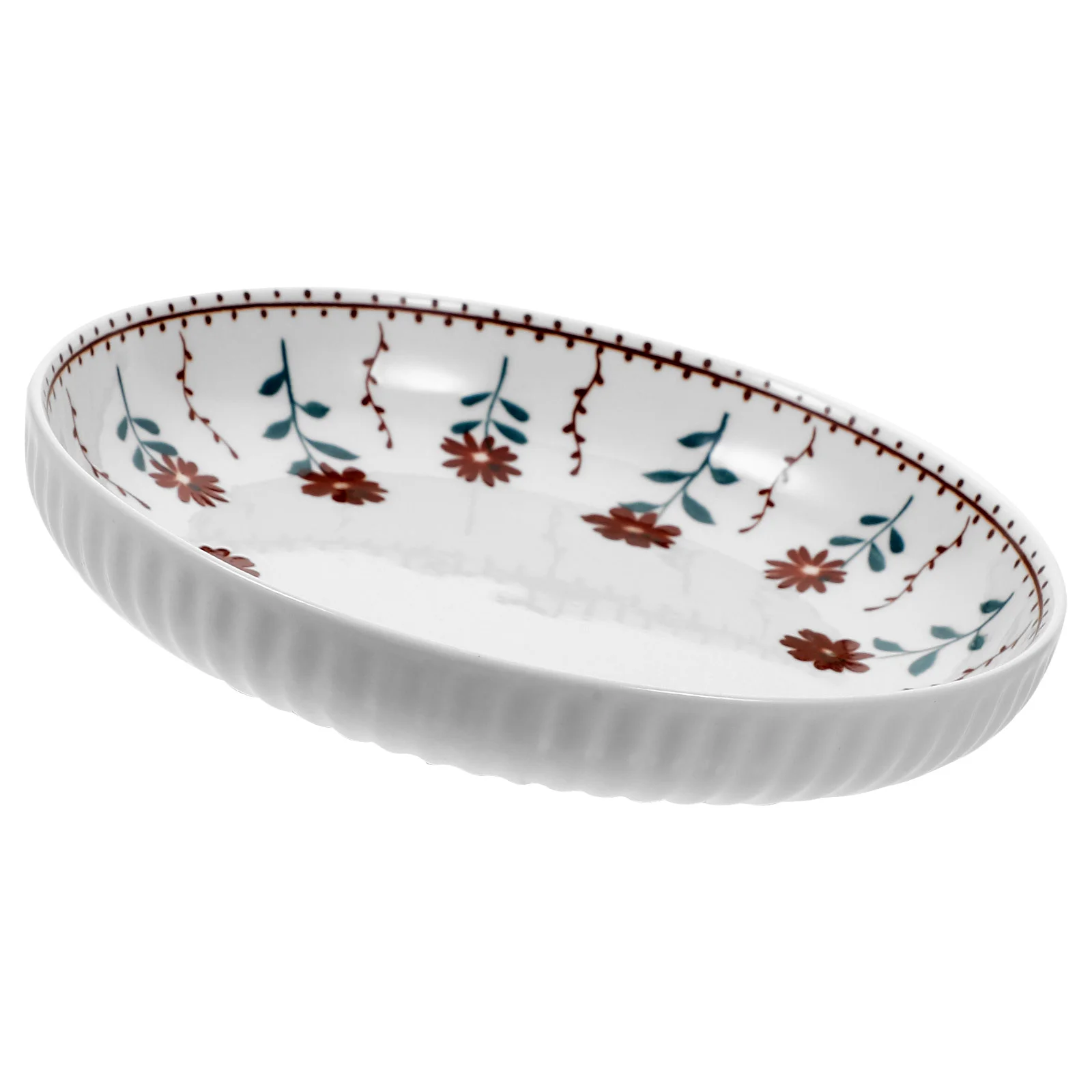 

Ceramic Food Dish Snack Dessert Plate Serving Tray Multi-use Plates Flowers Floral Pattern Small Kitchen