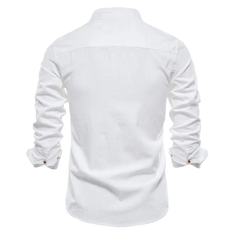 Autumn Shirt Men Solid Color High Quality Long Sleeve Cotton White Shirt for Men Lapel Casual Social Men's Shirts New