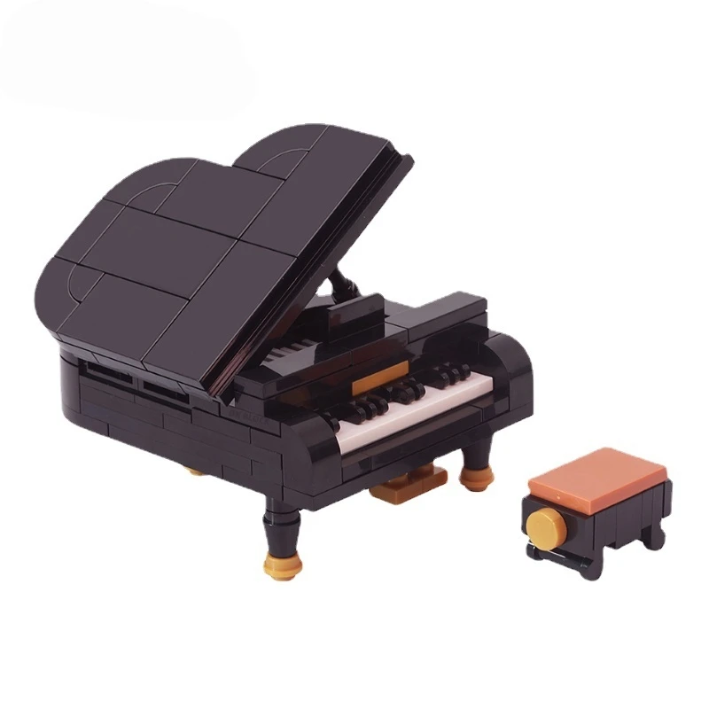 

MOC City Piano DIY Model Building Blocks Living Room Display Piano Chair Pianist Figures Creativity Bricks Toys for Children