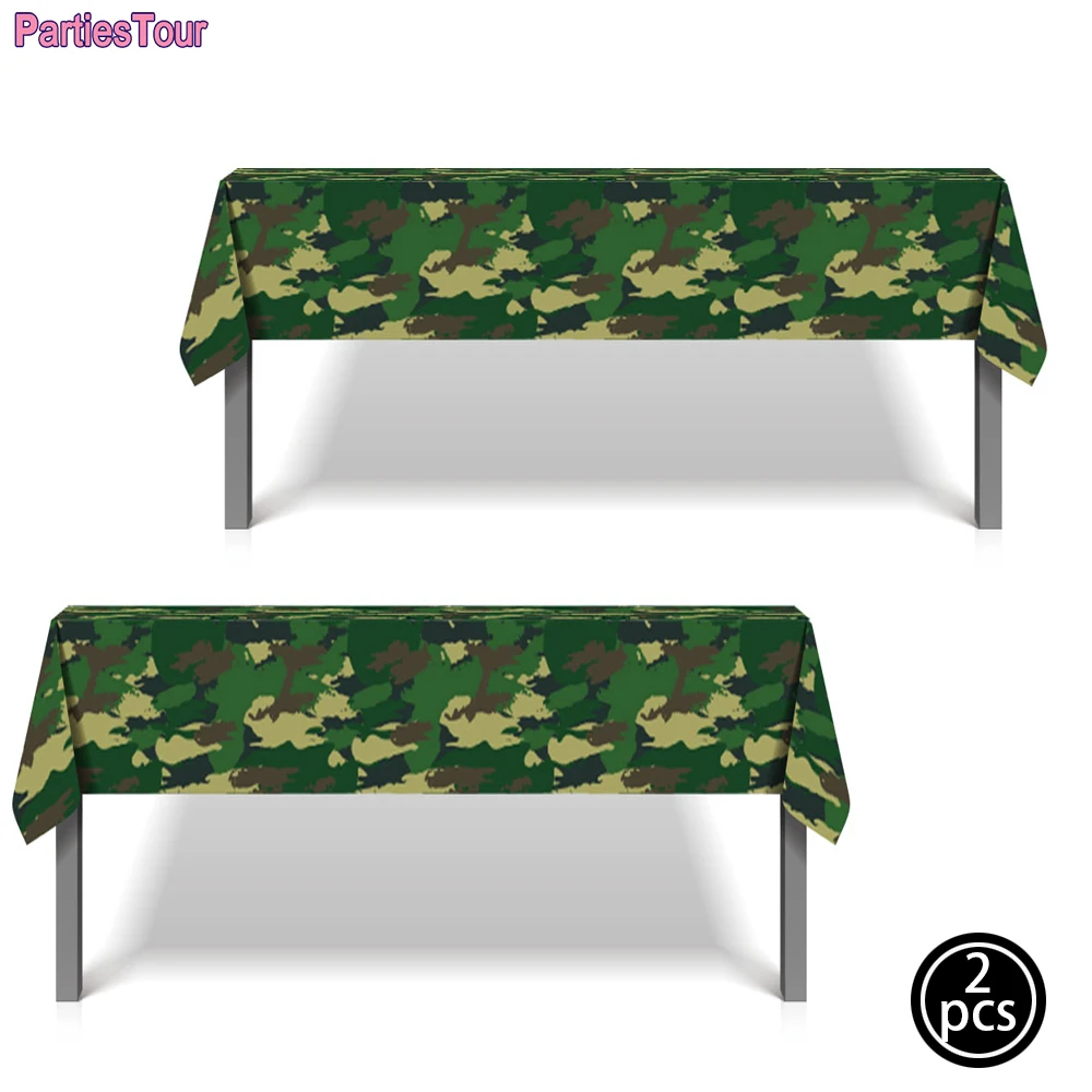 

2Pcs Army Plastic Tablecloth 51” x 87” Camouflage Table Cover Military Party Table Decorations Camo Party Plastic Table Cover