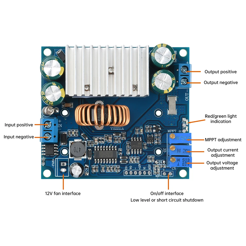 

Регулируемый понижающий модуль постоянного тока, солнечный контроллер, MPPT, понижающий зарядный модуль, синхронное выпрямление 15 А