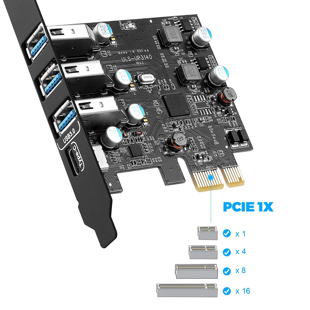 

Плата расширения PCI-E на 3 * USB 3.0 С портом Type-C, 5 Гбит/с, плата расширения контроллера для Windows7/8/10/XP/Server 2008