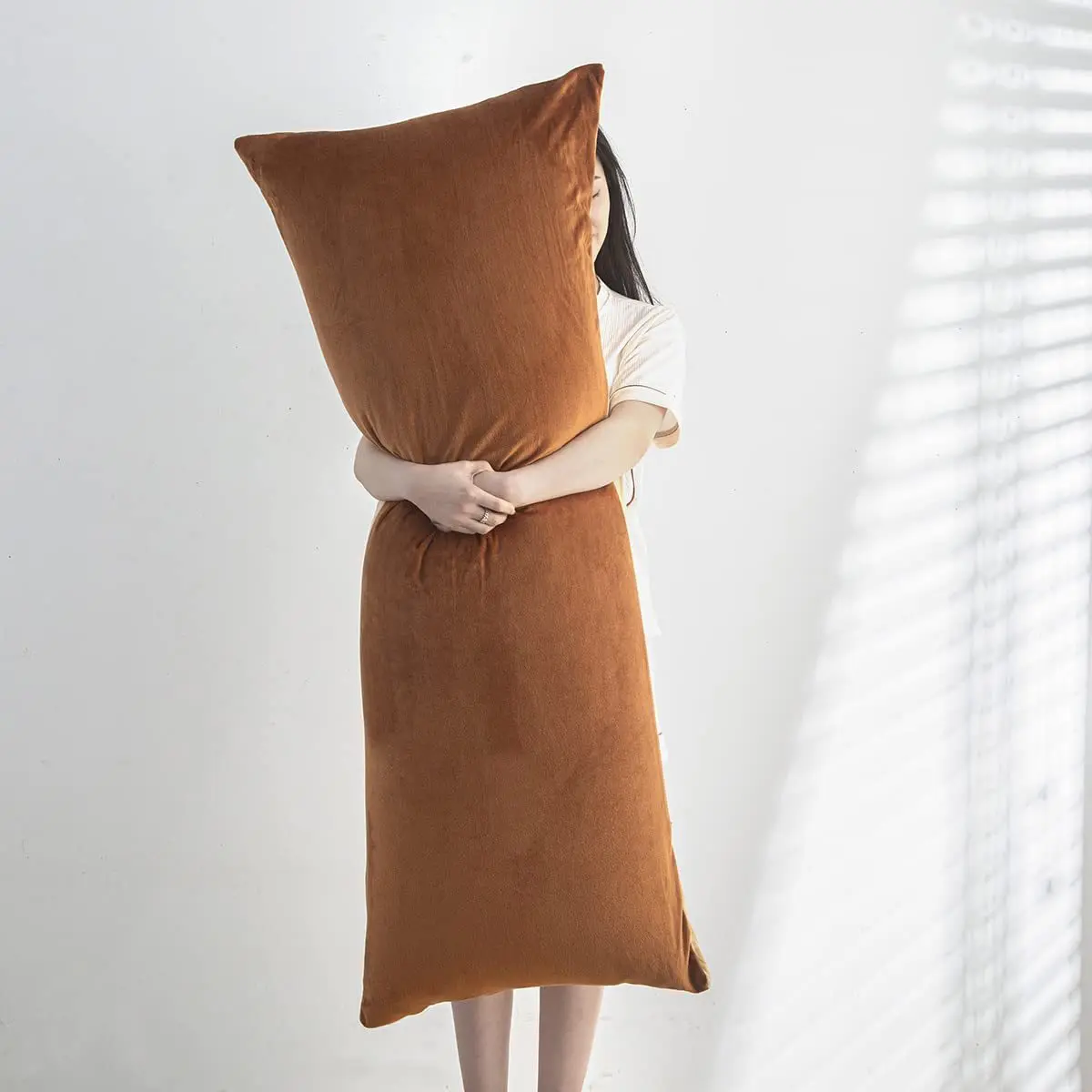 

50X138CM Rectangular Body Pillowcase Solid Velvet Couple Pillow Cover Home Bedhead Double Pillow Case Bedside Pillowcase