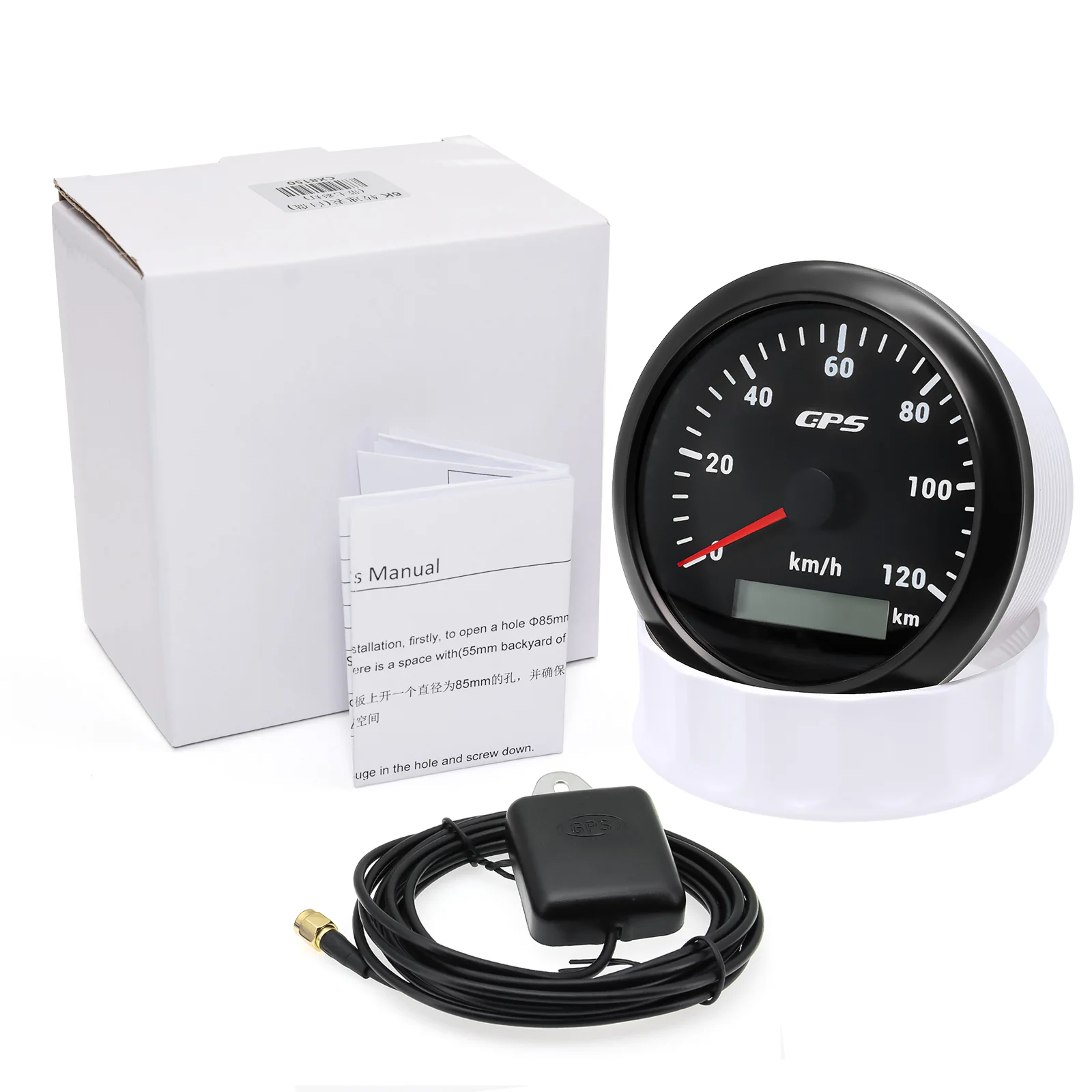 

30 ~ 200 км/ч, 7 цветов, подсветка, 85 мм, GPS-спидометр с GPS-антенной для мотоцикла, морской лодки, 60 км/ч, 120 км/ч, автомобильный измеритель скорости