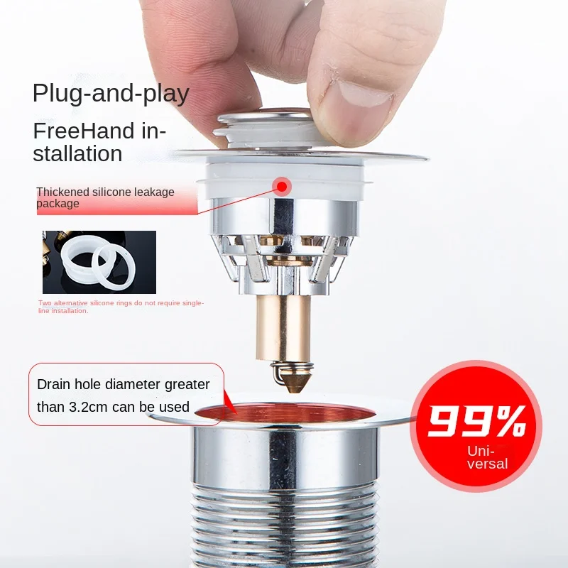 

Basin Washbasin Leaking Plug Basin Pool Washbasin Plug Drainer Accessories Press Filter Bouncing Core