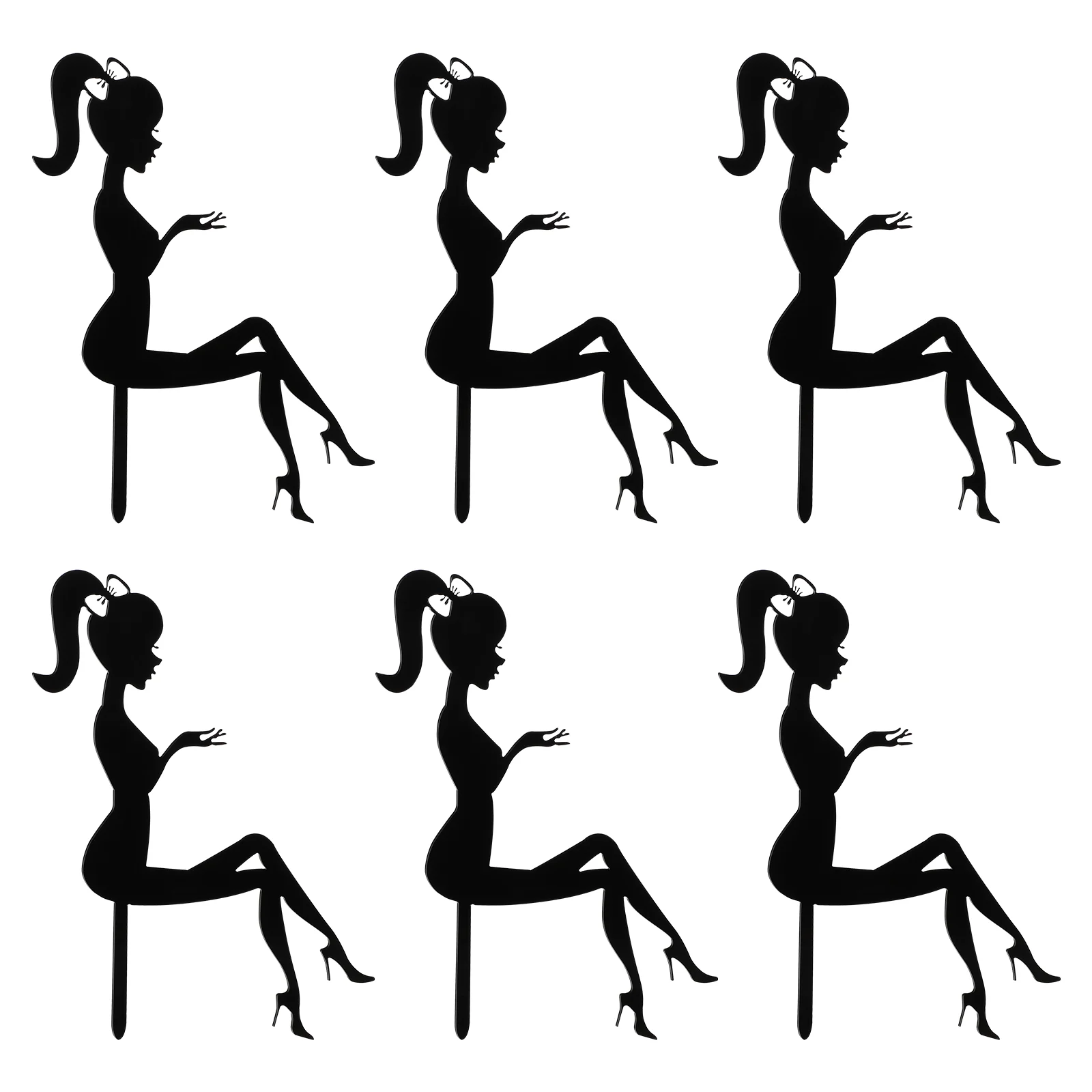 Купи YARNOW 6PCS High Heel Girl Cake Topper Acrylic Cupcake Toppers Cake Picks Dessert Cake Decoration, Black за 204 рублей в магазине AliExpress