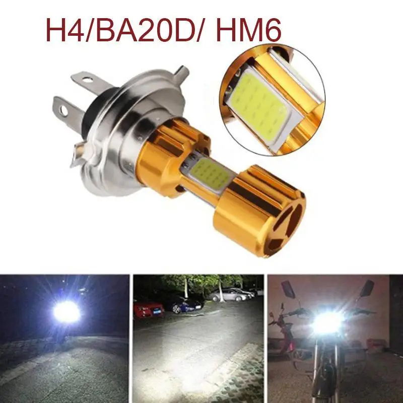 

Светодиодная лампа для мотоцикла H4 BA20D HM6, 18 Вт, 3 COB, 6000 лм