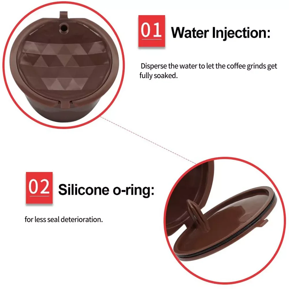 

Coffee Capsule Filter Cup for Nescafe Dolce Gusto Refillable Caps Spoon Brush Filter Baskets Pod Soft Taste Sweet 3pcs