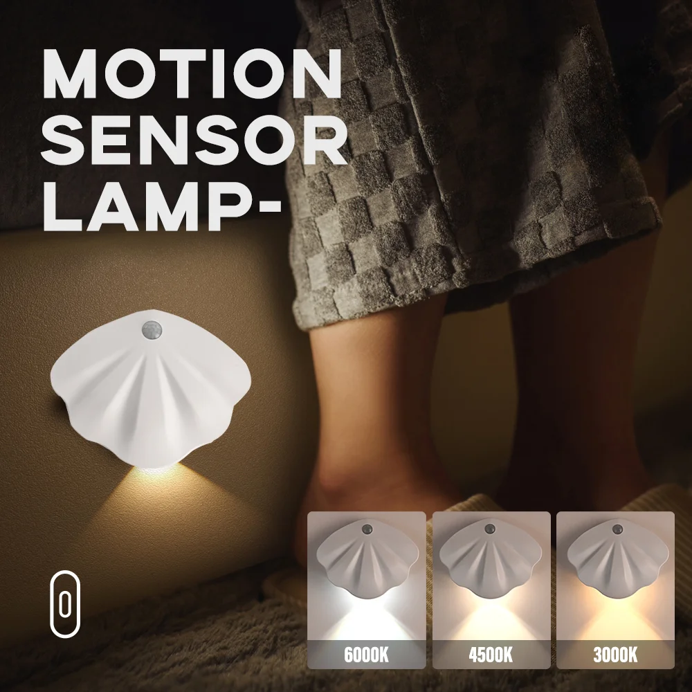 

LED Intelligent Sensor Night Light Motion Sensor Wall Light 3Modes Dimmable USB Charging Night Lamp for Bedroom Walkway Cabinet