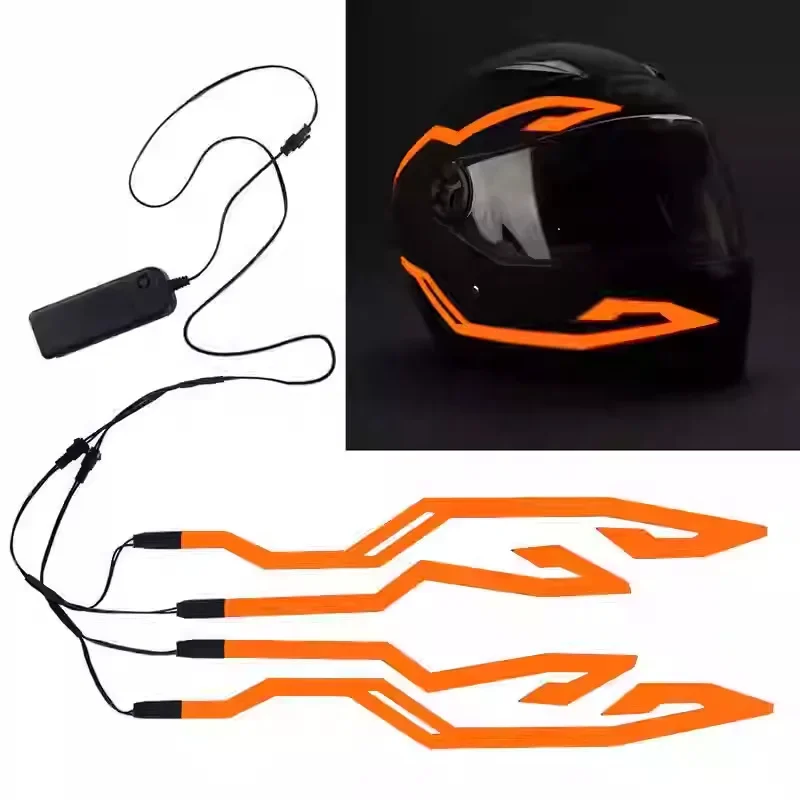 Светильник для мотоциклетного шлема, сигнальный светильник для ночной езды, шлем 4 в 1, EL Light, 3 режима, светодиодная лента для шлема, комплект аксессуаров для украшения
