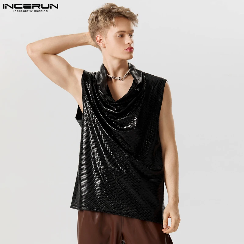 

Men Tank Tops Shiny V Neck Sleeveless Loose Summer Polka Dot Vests 2023 Sparkling Streetwear Fashion Men Clothing S-5XL INCERUN