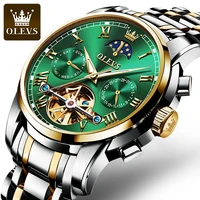 olevs 6617 full automatic fashion watch for men automatic mechanical waterproof stainless steel strap men wristwatches calendar