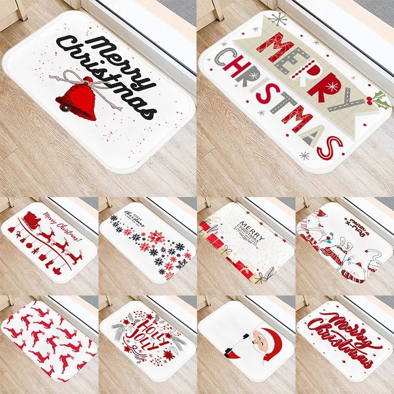 

Белая Рождественская елка с надписью, украшение для кухонной двери 40x60 см, скандинавский ковер, Придверный коврик, напольный Противоскользя...