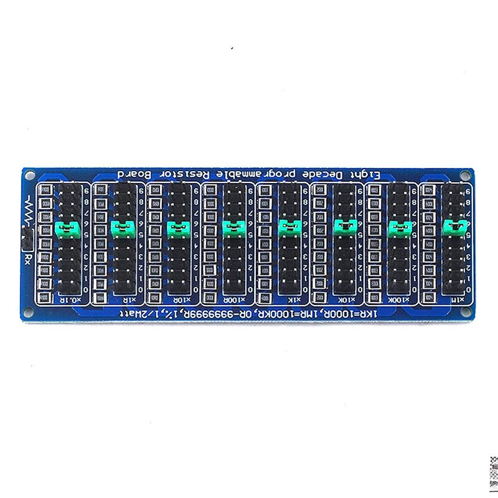 

Программируемый Модуль платы сопротивления резистора 0.1R-9999999R, 8-сегментная точность 1R, 1/2 Вт, 1%, 8 шт. Джамперов 0,1-9999999 м